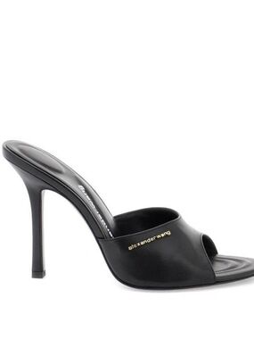 Alexander Wang Black Leather Peep-Toe Stiletto Mule